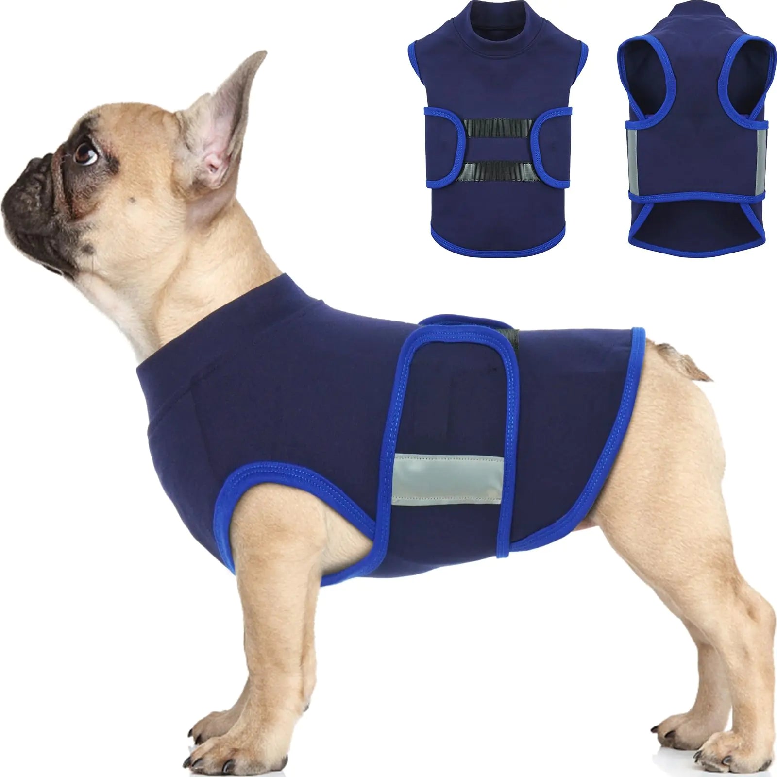 Yagamii Dog Anxiety Vest Comfort Soft Dog Calming Vest Coat for Small Medium Large Dogs Dog Anxiety Relief Jacket Shirt Wrap for Thunderstorms Fireworks Vet Visits Separation Navy M