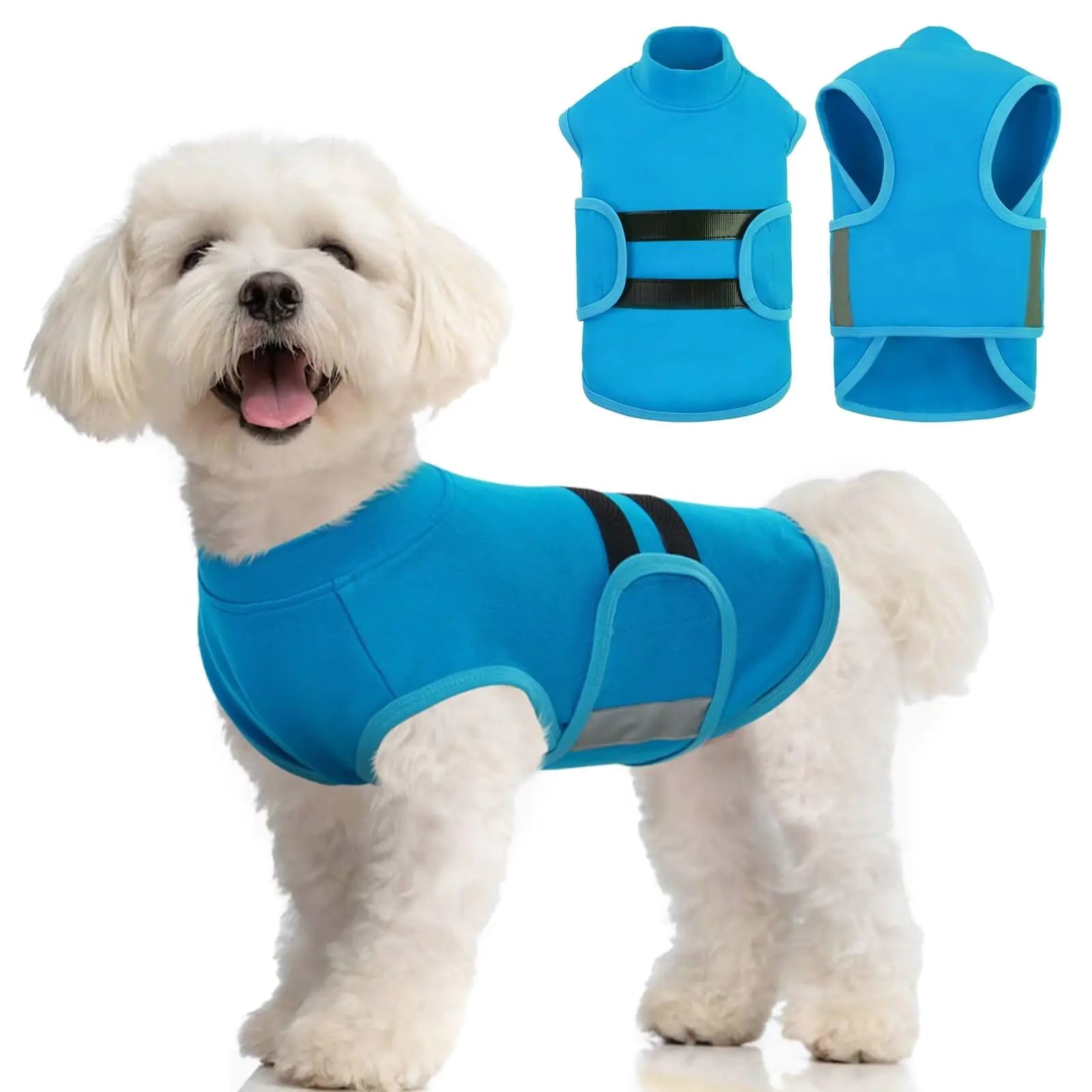 MIGOHI Dog Anxiety Relief CoatComfort Anxiety Vest for DogsAdjustable Dog Anxiety Calming Wrap for FireworksThunderstormTravel Separation Dog Anxiety Jacket for Dogs for Medium DogsMBlue